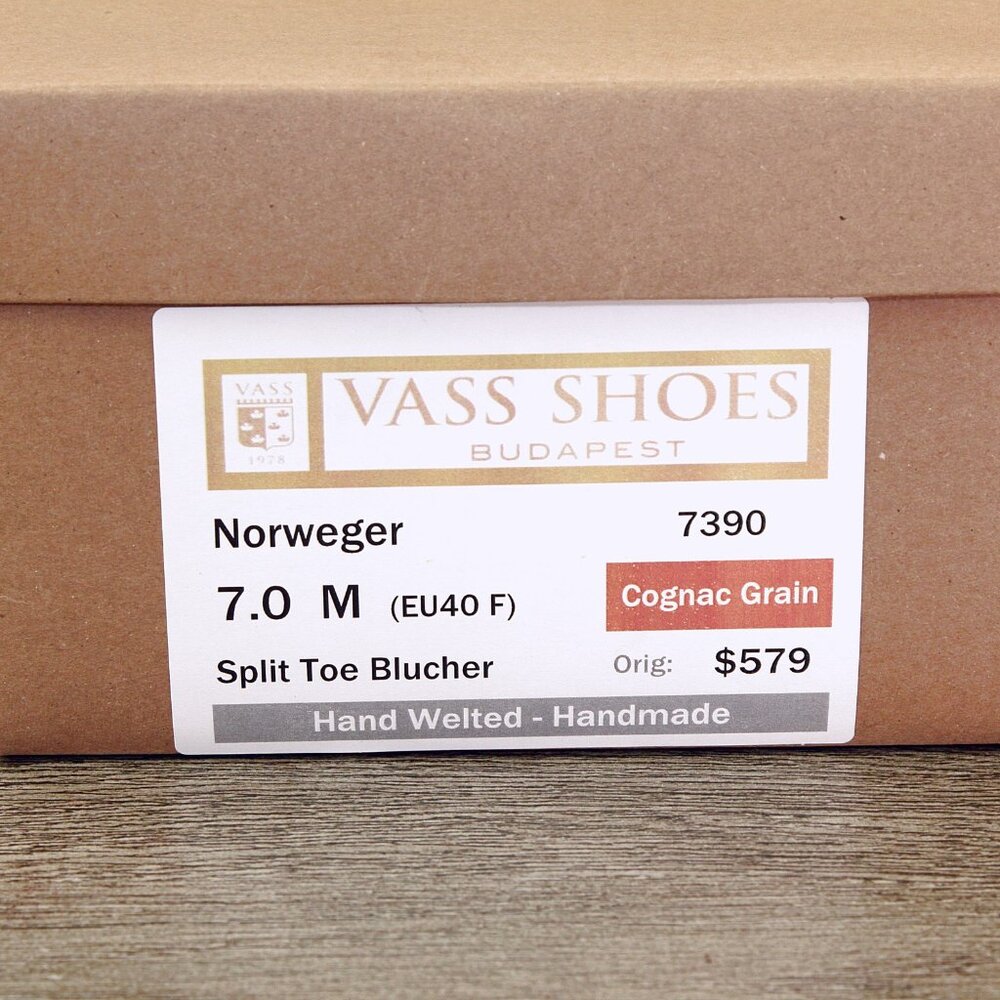 $579 Handmade VASS Shoes Norweger (EU40) - US 7 M - Cognac w/ Lasted Vass Trees - Picture 15 of 16
